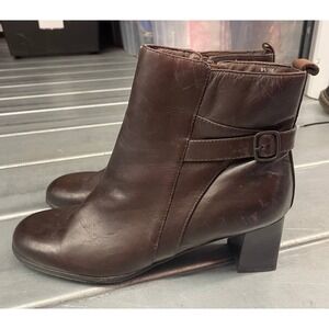 Spring Step Ankle Boots Womens 9.5 Brown Leather Bootie Side Zip